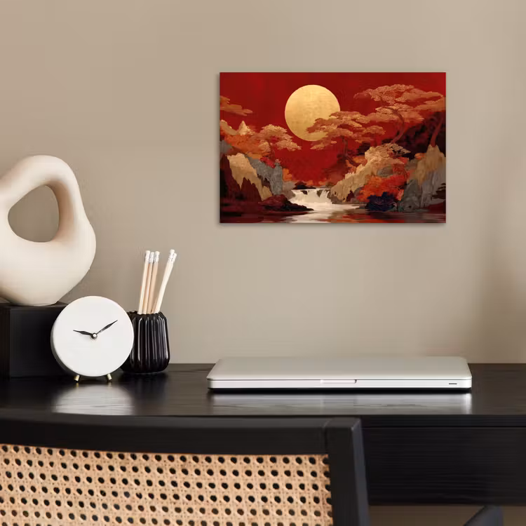 Poster - Vollmond - Landschaft - Wasserfall — 2