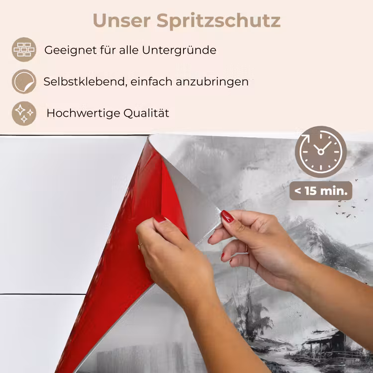 Spritzschutz Küche - Hütte - Grau - Berge - Neblig — 5