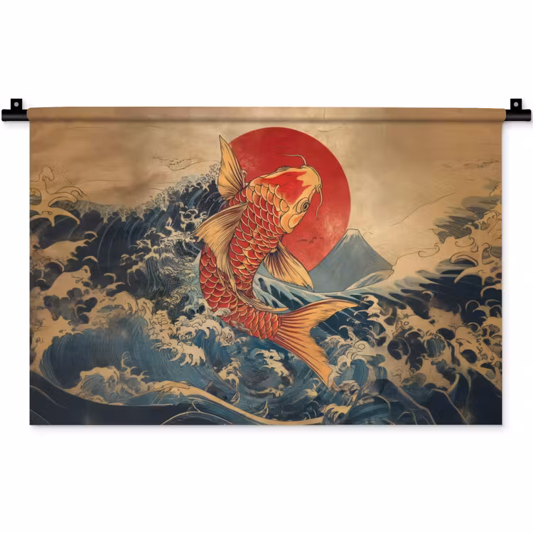 Wandteppich - Koi - Meer - Wellen - Sonne — 1