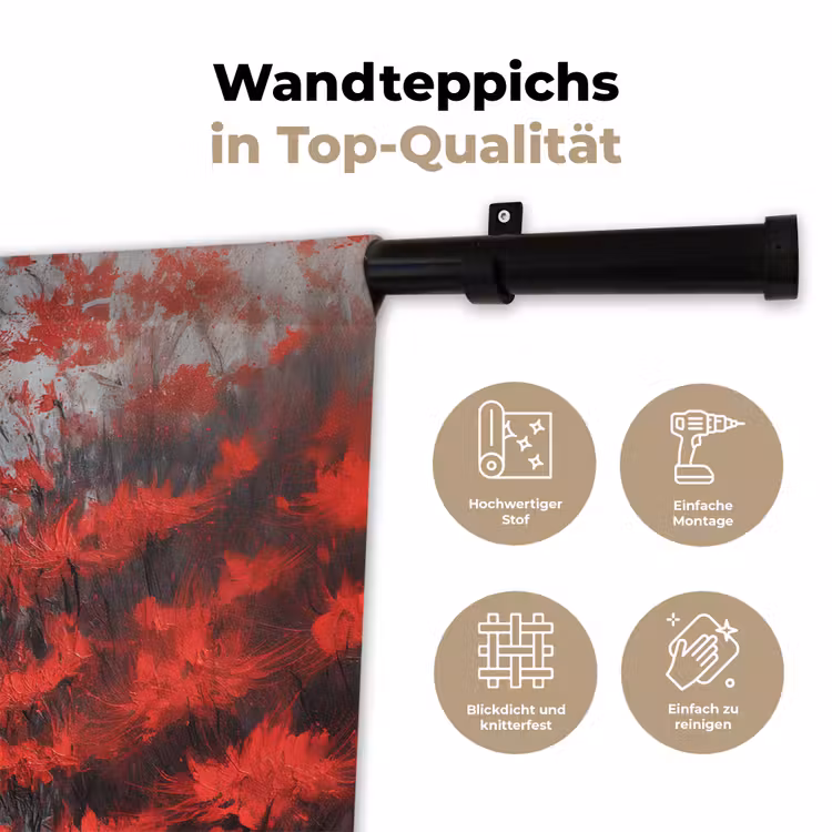 Wandteppich - Rote Blumen - neblig - Mann — 7