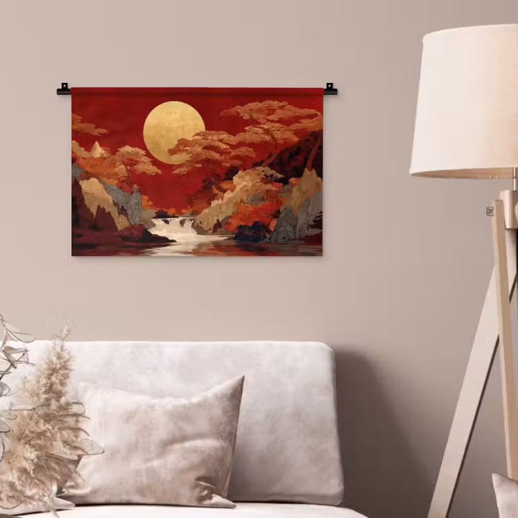 Wandteppich - Vollmond - Landschaft - Wasserfall — 2