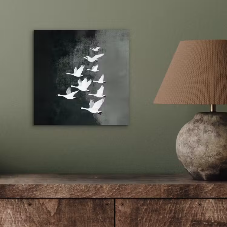 Alu-Dibond-Bild - Vogel - Japandi - Grün — 3