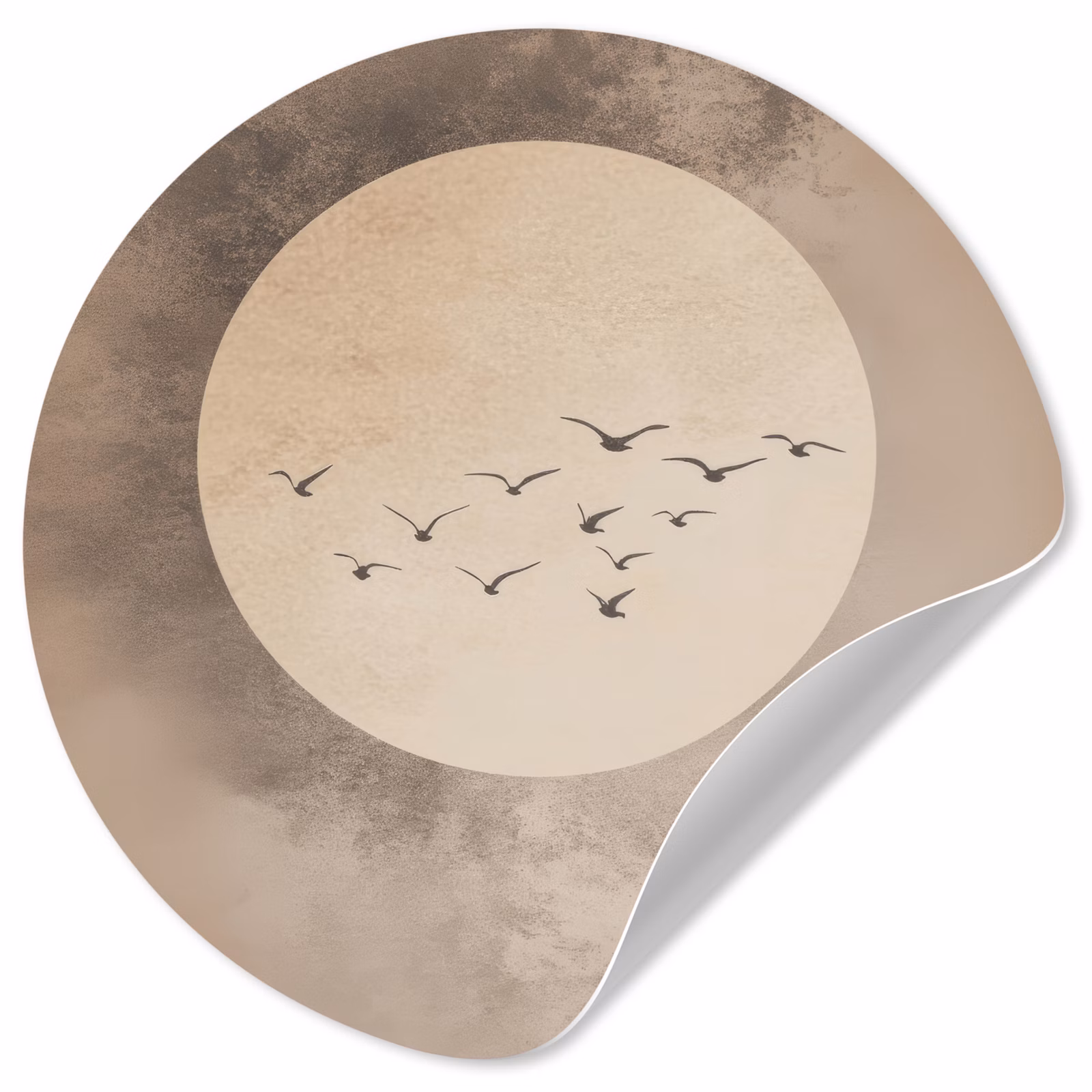 Runde Tapete - Vogel - Beige - Japanisch — 1