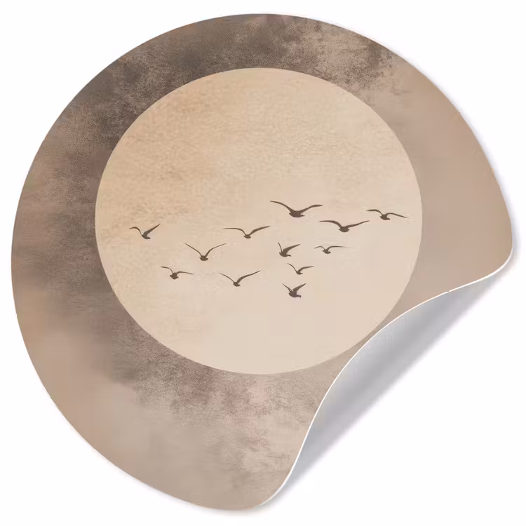 Runde Tapete - Vogel - Beige - Japanisch — 1