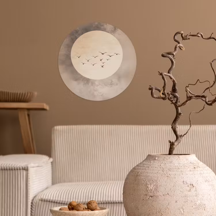 Runde Tapete - Vogel - Beige - Japanisch — 2