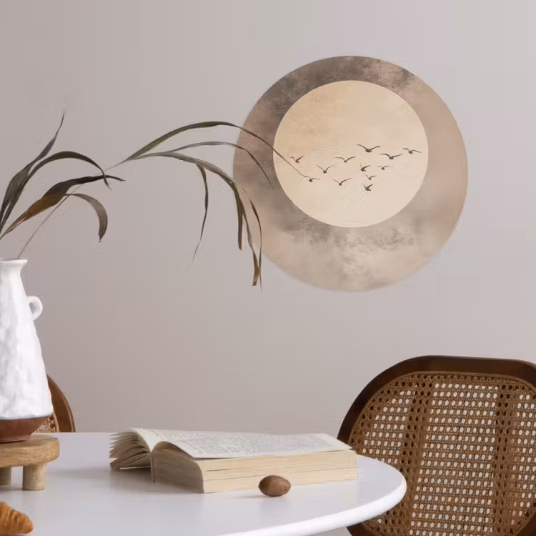 Runde Tapete - Vogel - Beige - Japanisch — 4