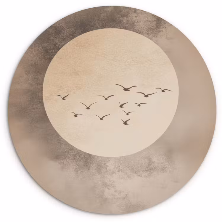 Forexbild Rund - Vogel - Beige - Japanisch — 1