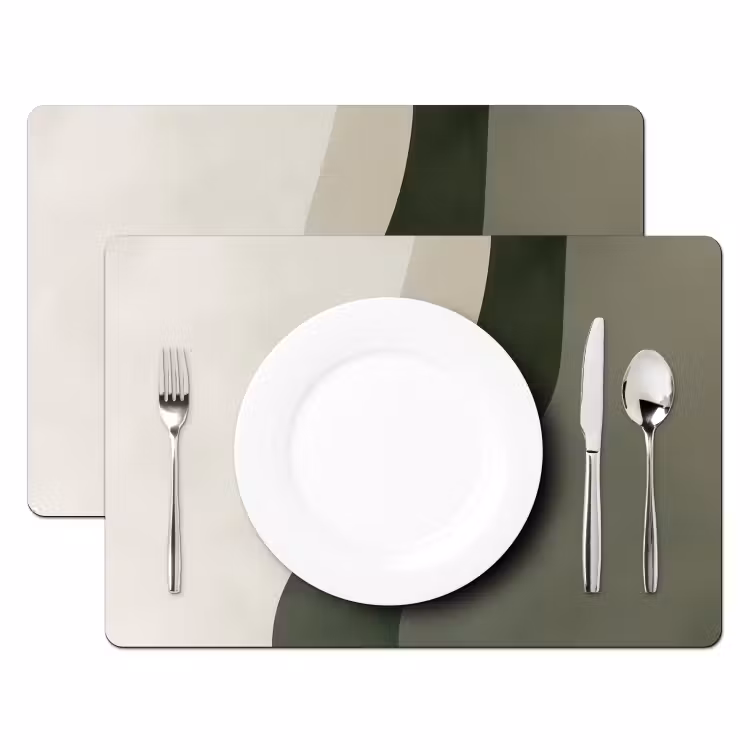 Tischset - 6 Stück - Japandi - Grün - Abstrakt - Modern — 2
