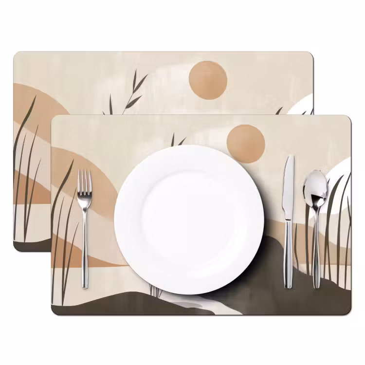 Tischset - 6 Stück - Japandi - Landschaft - Beige — 2