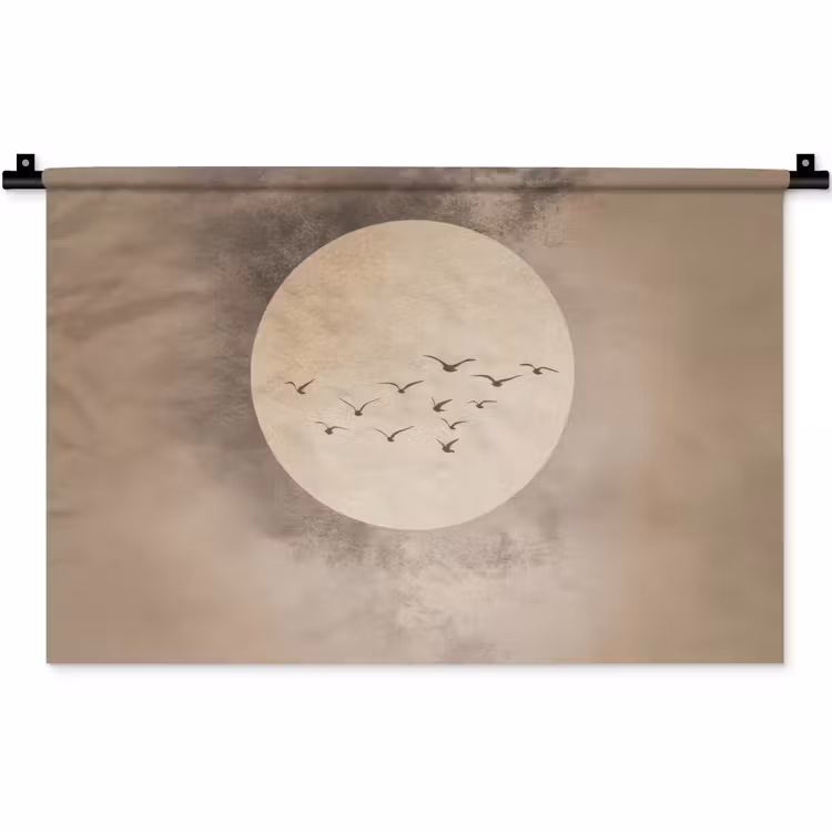 Wandteppich - Vogel - Beige - Japanisch — 1
