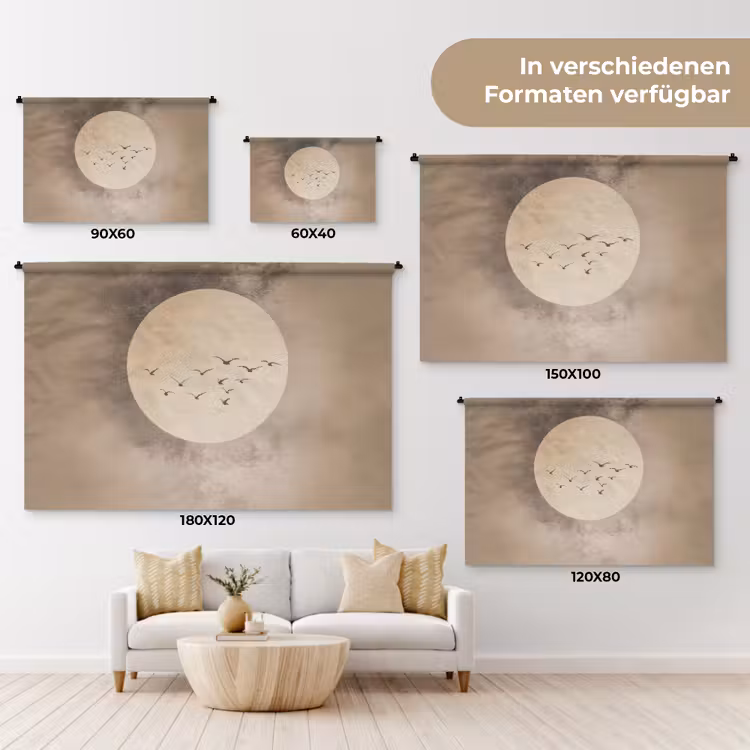 Wandteppich - Vogel - Beige - Japanisch — 8