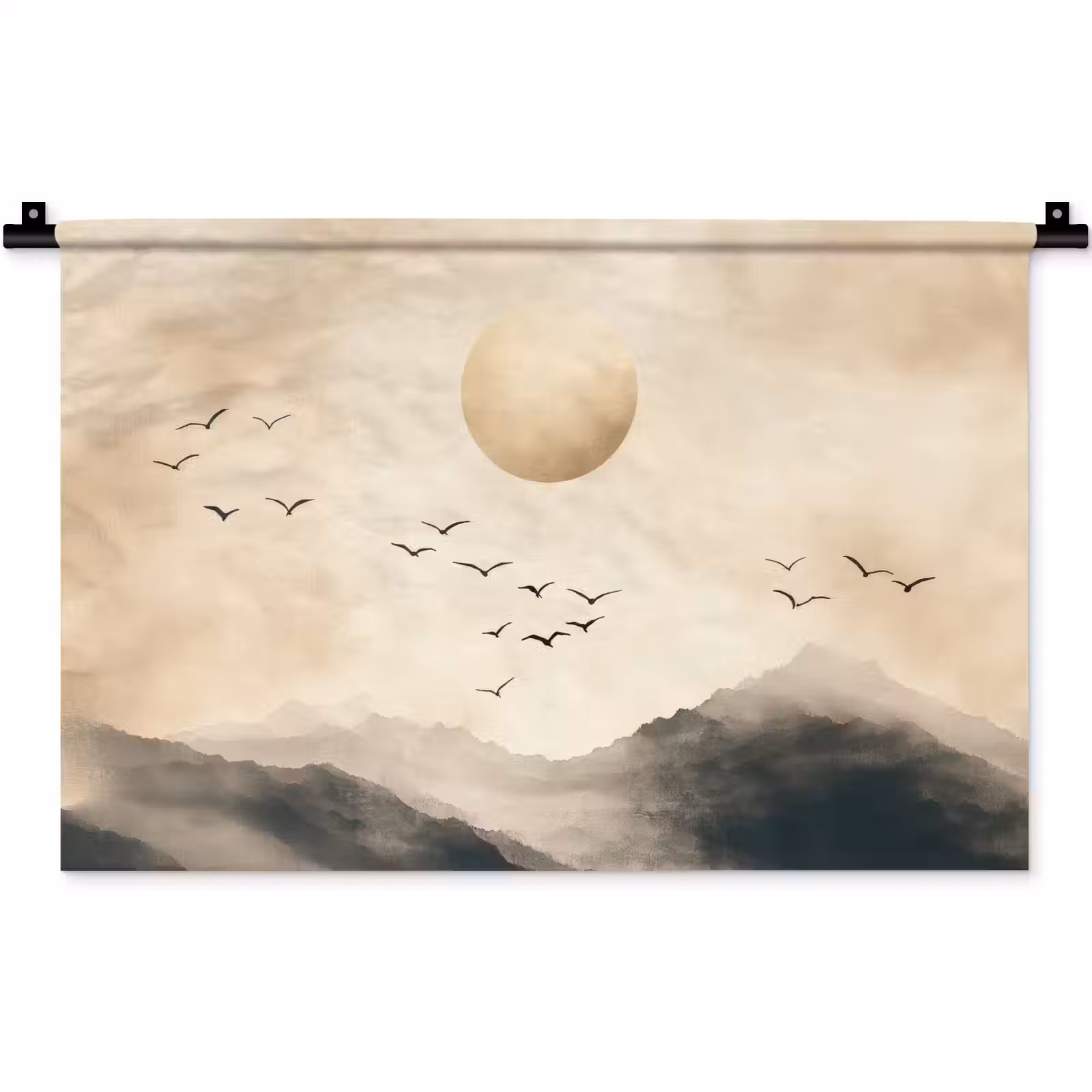 Wandteppich - Landschaft - Japandi - Vogel — 1