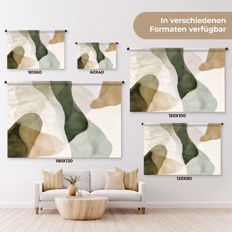 Wandteppich - Japandi - Abstrakt - Grün — 8