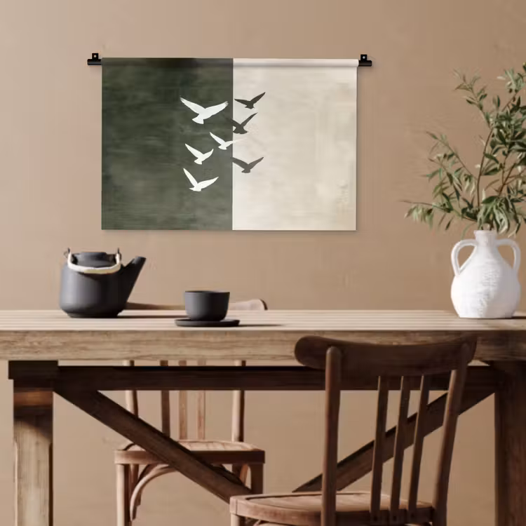 Wandteppich - Japandi - Vogel - Grün — 3