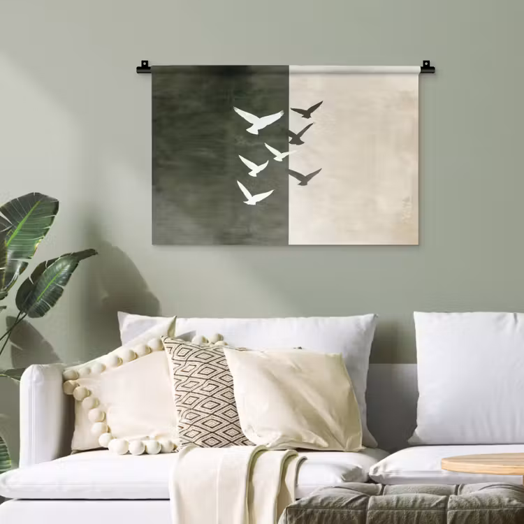Wandteppich - Japandi - Vogel - Grün — 4