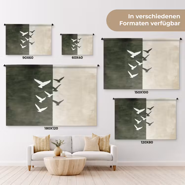 Wandteppich - Japandi - Vogel - Grün — 8