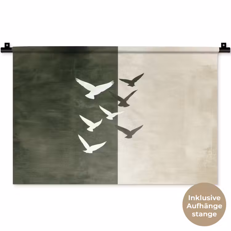 Wandteppich - Japandi - Vogel - Grün — 9