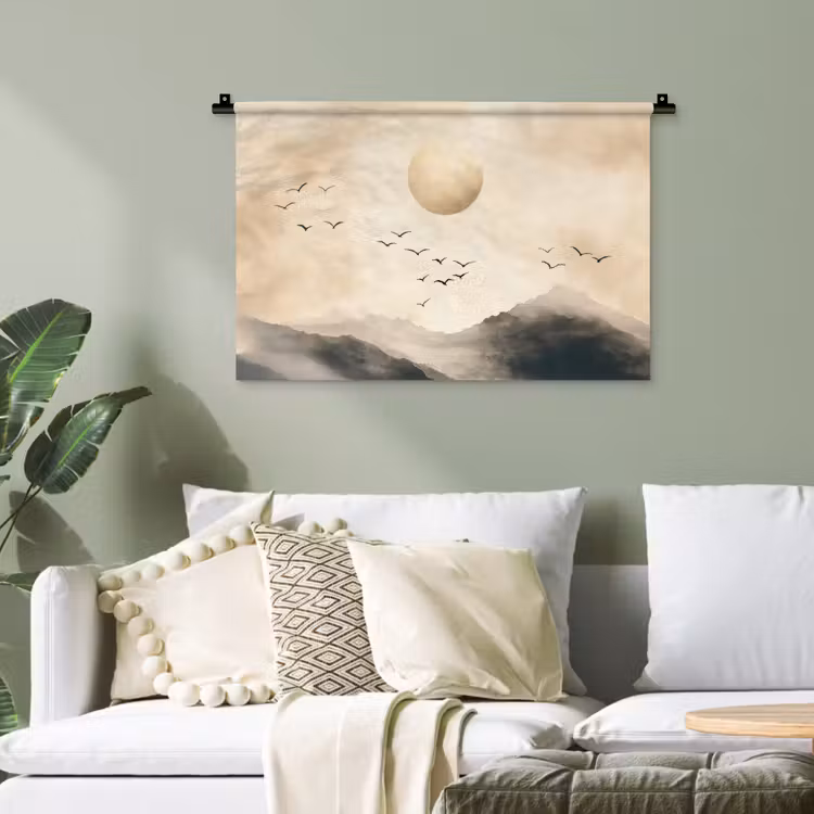Wandteppich - Landschaft - Japandi - Vogel — 4