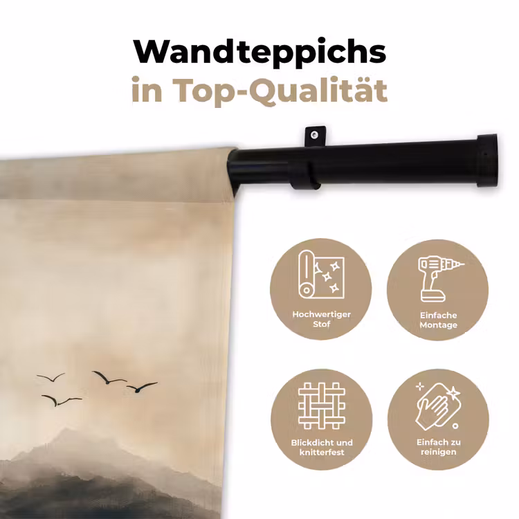 Wandteppich - Landschaft - Japandi - Vogel — 7