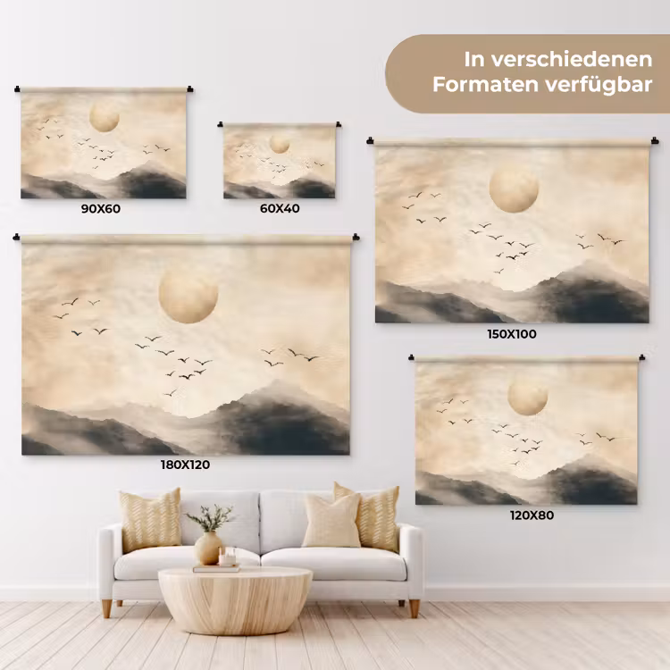 Wandteppich - Landschaft - Japandi - Vogel — 8