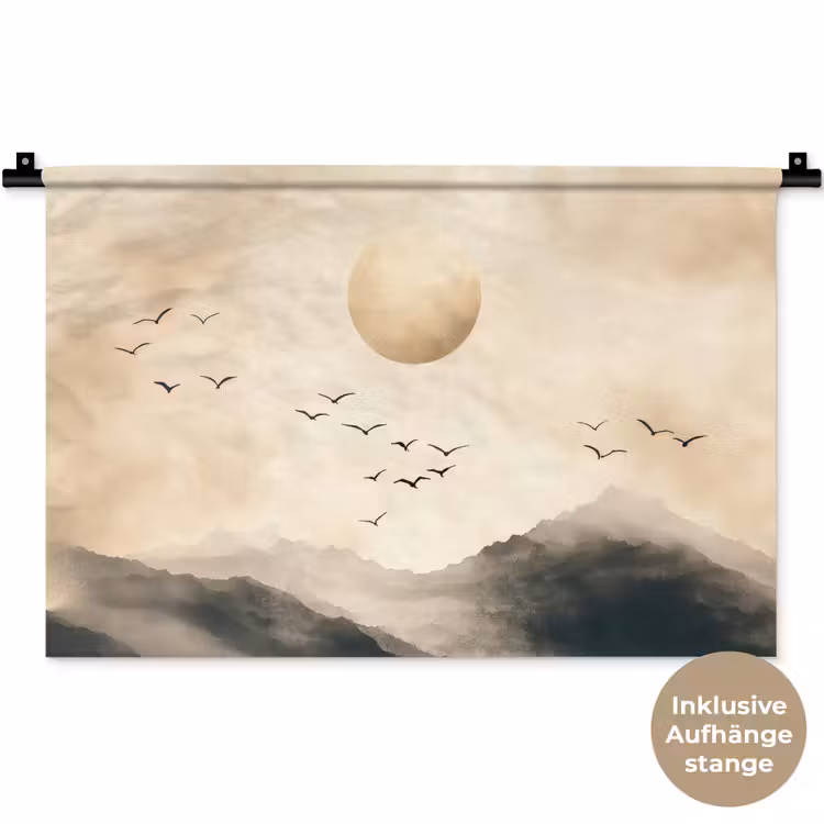 Wandteppich - Landschaft - Japandi - Vogel — 9