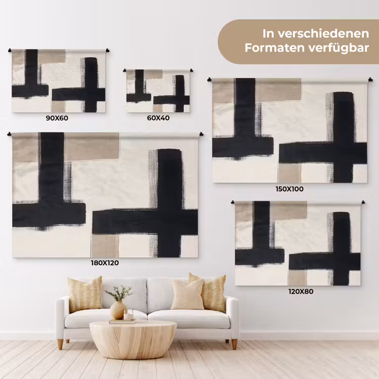 Wandteppich - Schwarz - Abstrakt - Japanisch — 8