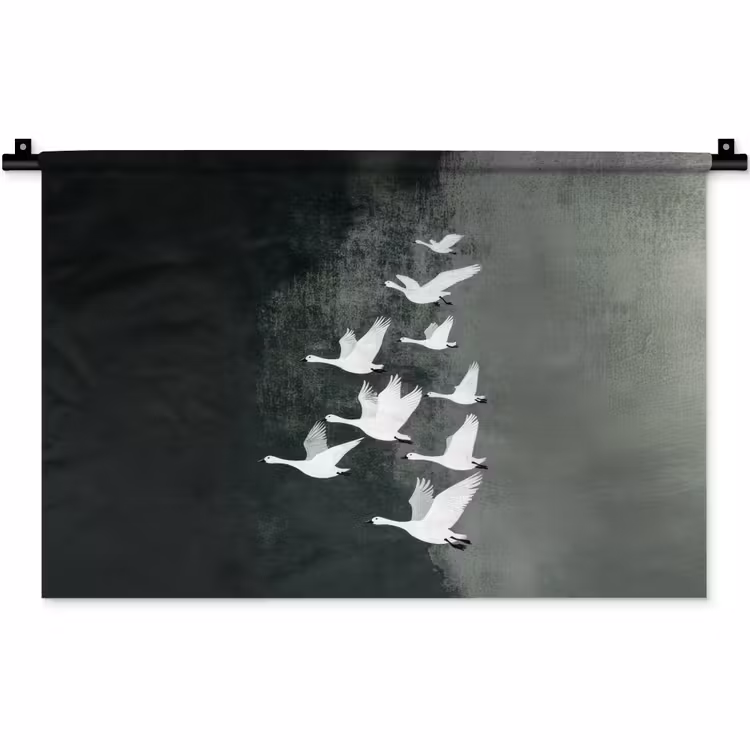 Wandteppich - Vogel - Japandi - Grün — 1