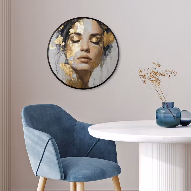 Poster im Rahmen Rund - Geschmückt - Frau - Gold - Augen — 4