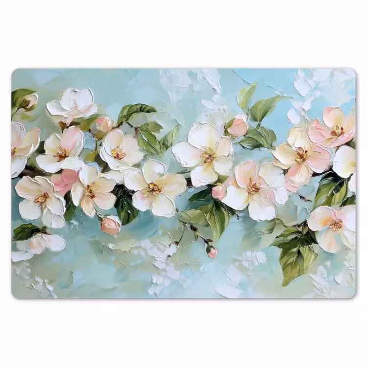 Tischset - 6 Stück - Blossom - Blätter - Hellblau — 6