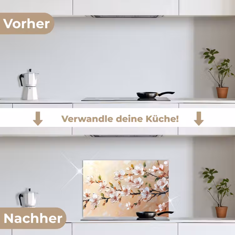 Spritzschutz Küche - Blütenzweige - Malerisch - Rosa — 7