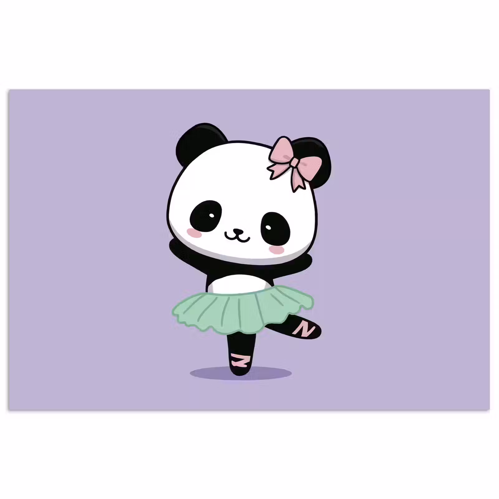 Poster - Panda - Lila - Verschnörkelt - Kawaii — 1