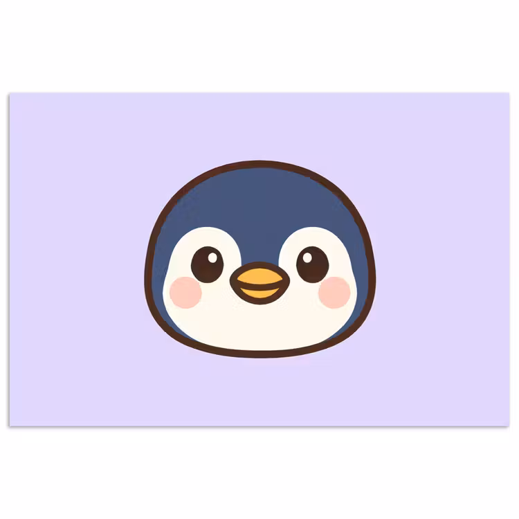Poster - Pinguin - Lila - Niedlich — 1