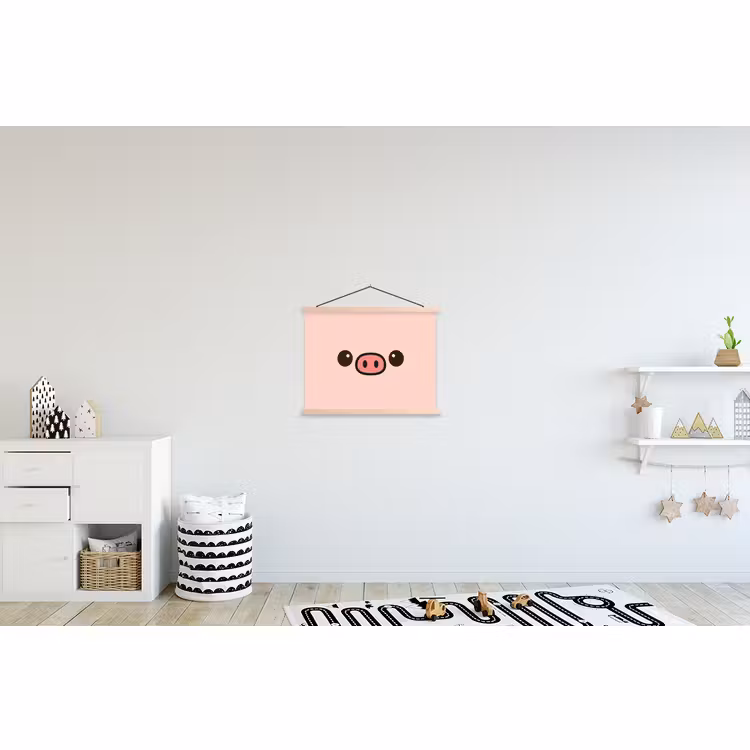 Stoffbild - Schwein - Rosa - Minimalistisch — 2