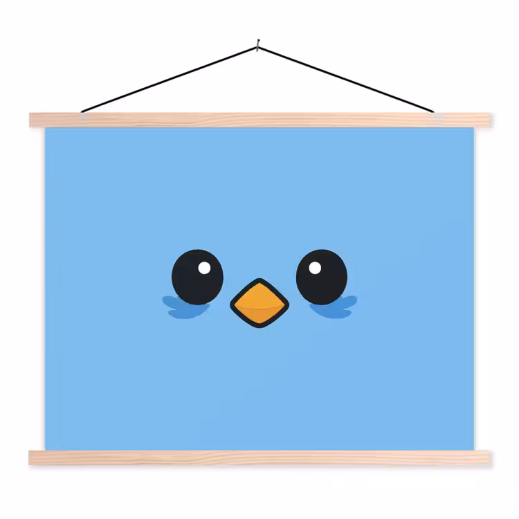 Stoffbild - Vogel - Blau - Einfach — 1