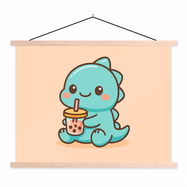 Stoffbild - Dino - Boba - kawaii - Orange — 1