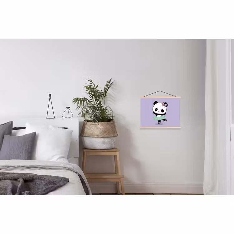 Stoffbild - Panda - Lila - Verschnörkelt - Kawaii — 3