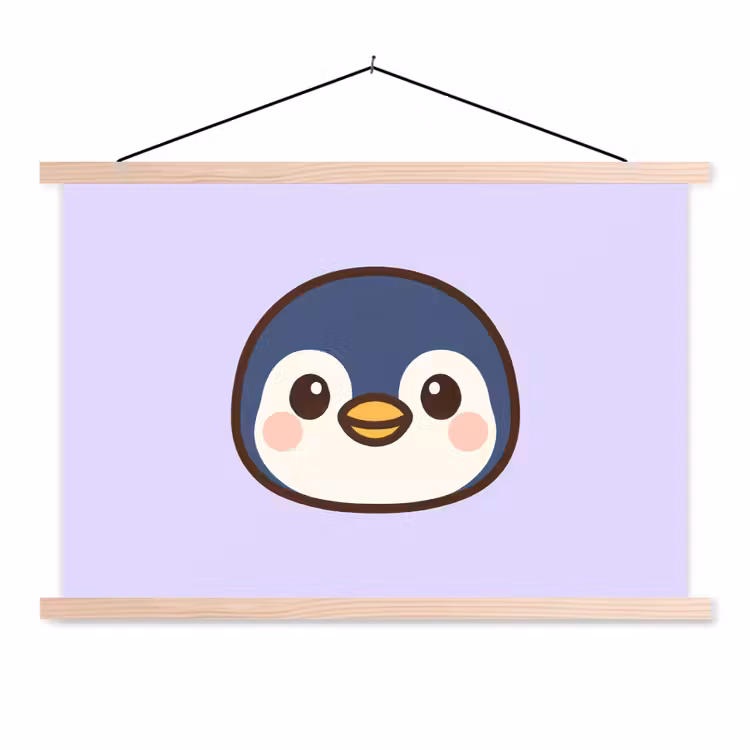 Stoffbild - Pinguin - Lila - Niedlich — 1