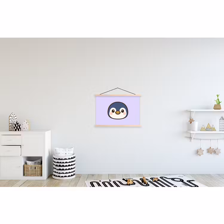 Stoffbild - Pinguin - Lila - Niedlich — 2
