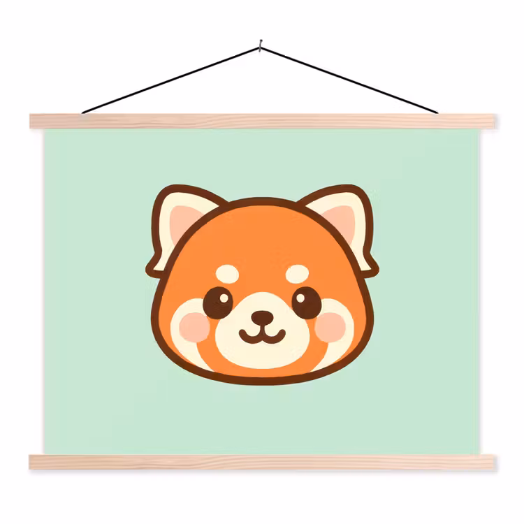 Stoffbild - Roter Panda - Grün - Cartoon — 1