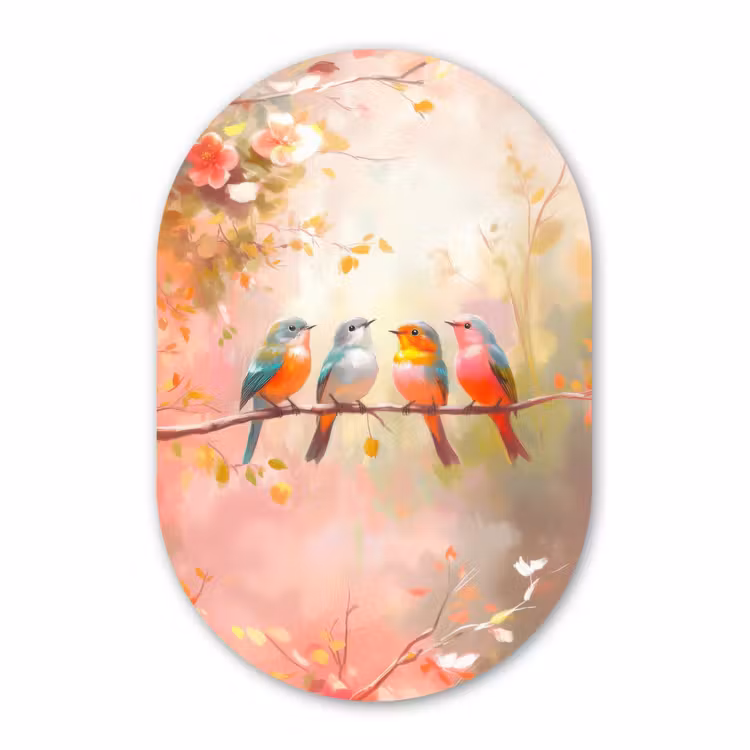 Forexbild Oval - Vögel - Bunt - Zweig — 1
