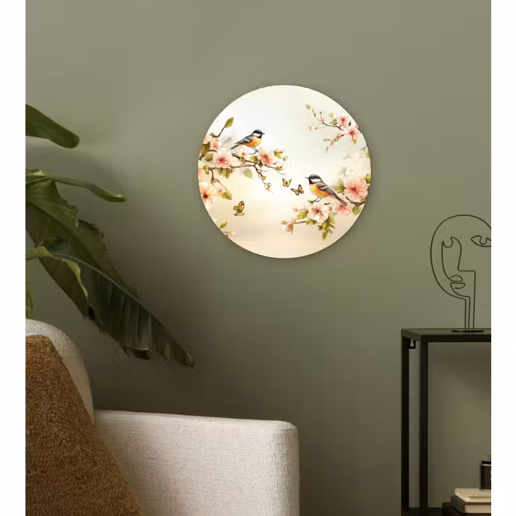Forexbild Rund - Äste - Blumen - Vögel - Rosa — 3