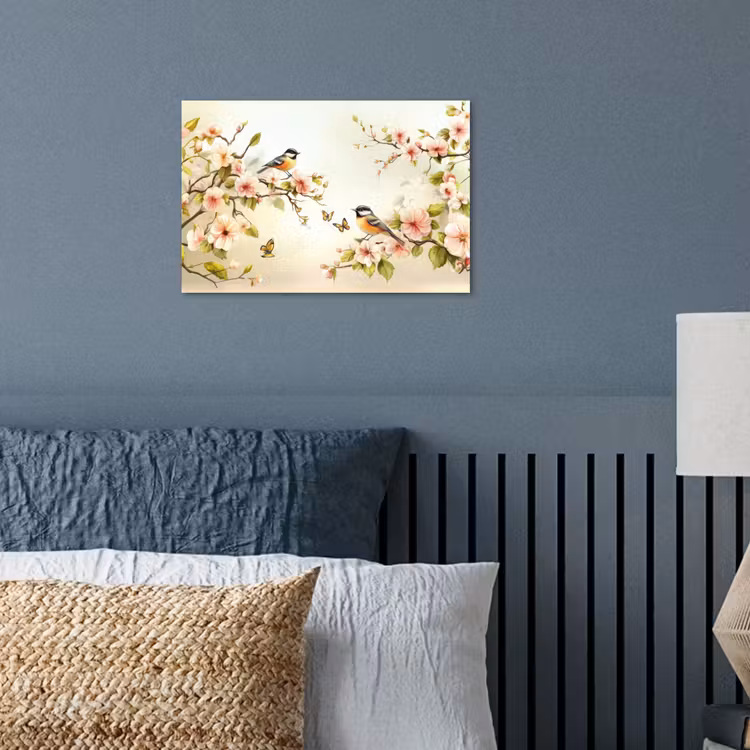 Poster - Äste - Blumen - Vögel - Rosa — 3