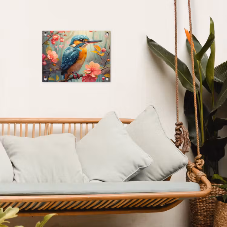 Gartenposter - Eisvogel - Blüte - Natur - Vögel - Blumen — 4