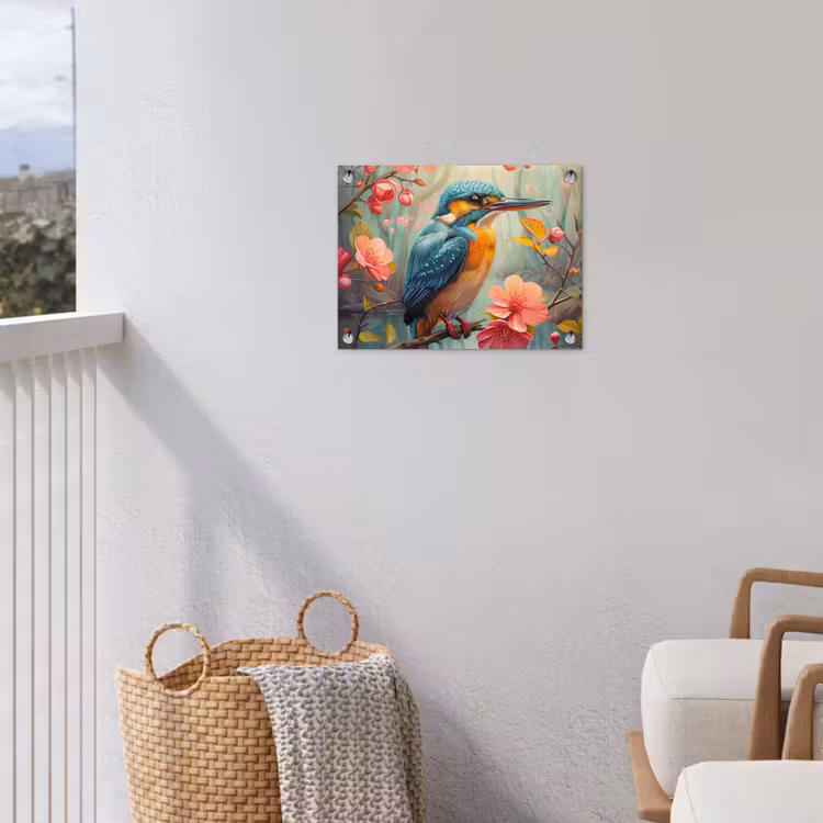 Gartenposter - Eisvogel - Blüte - Natur - Vögel - Blumen — 5