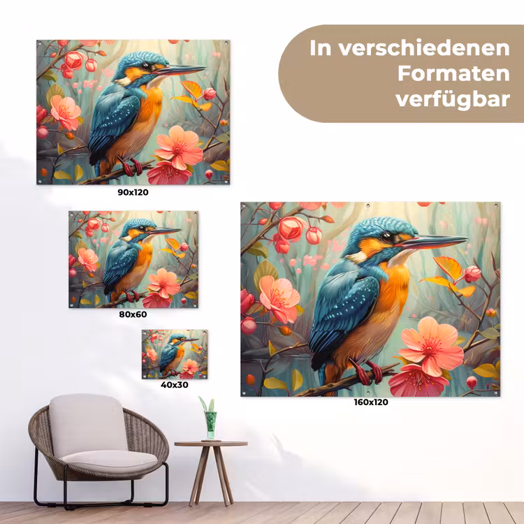 Gartenposter - Eisvogel - Blüte - Natur - Vögel - Blumen — 6