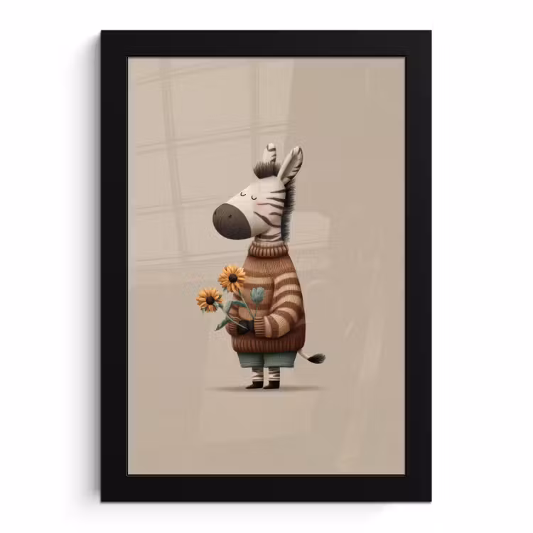 Bilder mit Rahmen - Zebra - Sonnenblumen - Warm — 1