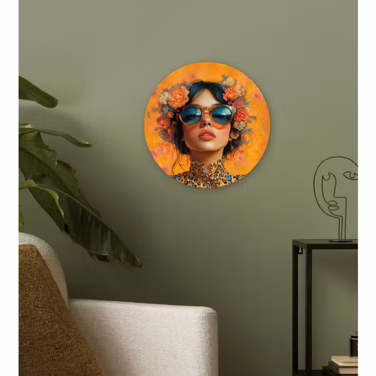 Forexbild Rund - Frau - Blumen - Ästhetik - Orange — 3