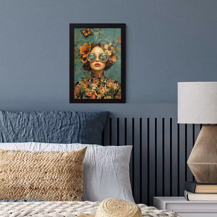 Bilder mit Rahmen - Frau - Blumen - Schmetterlinge - Natur - Vintage — 3