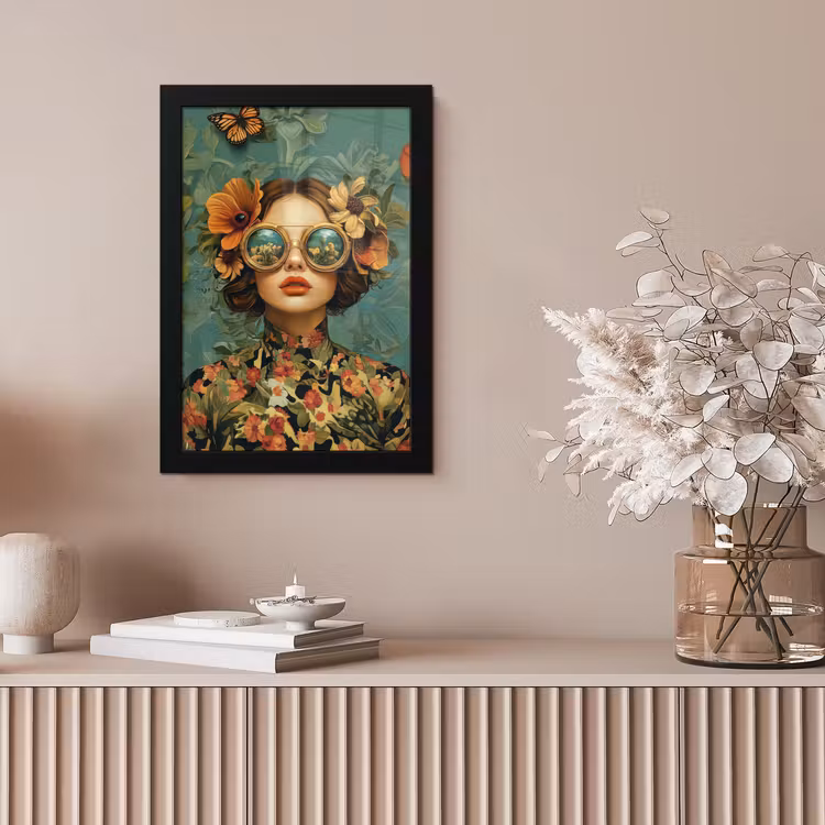 Bilder mit Rahmen - Frau - Blumen - Schmetterlinge - Natur - Vintage — 4