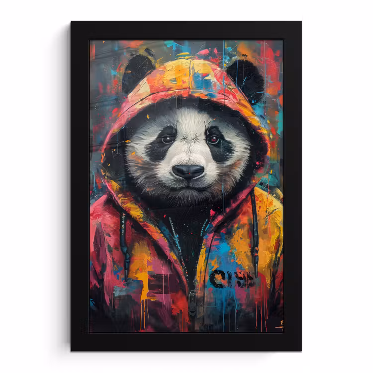Bilder mit Rahmen - Graffiti - Panda - Mantel - Farbenfroh — 1